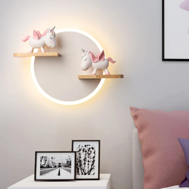 Nordic Cartoon Children's Room Wall Lamp Cute Unicorn Ornaments Kids Bedside Light Decoration Bedroom Creative LED Adjustable led wall lamp,wall sconces light,wall lamp