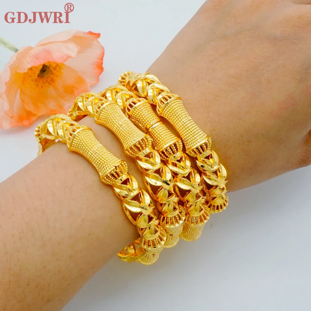 

Luxury 4pcs/Lot Dubai Gold Color Bangles For Women African Indian Middle Eastern Ethiopian Jewelry Bracelets Brazilian Bangles