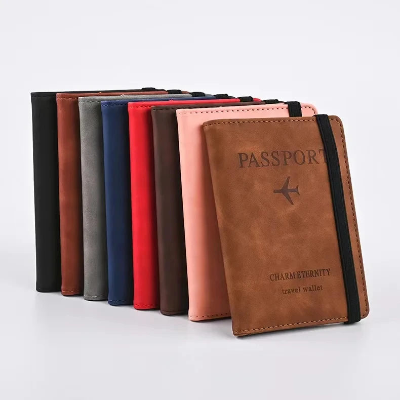 PU RFID Passport Cover Credit ID Card Wallet Waterproof Document Business Bandage Passport Holder Travel Multifunction Protector