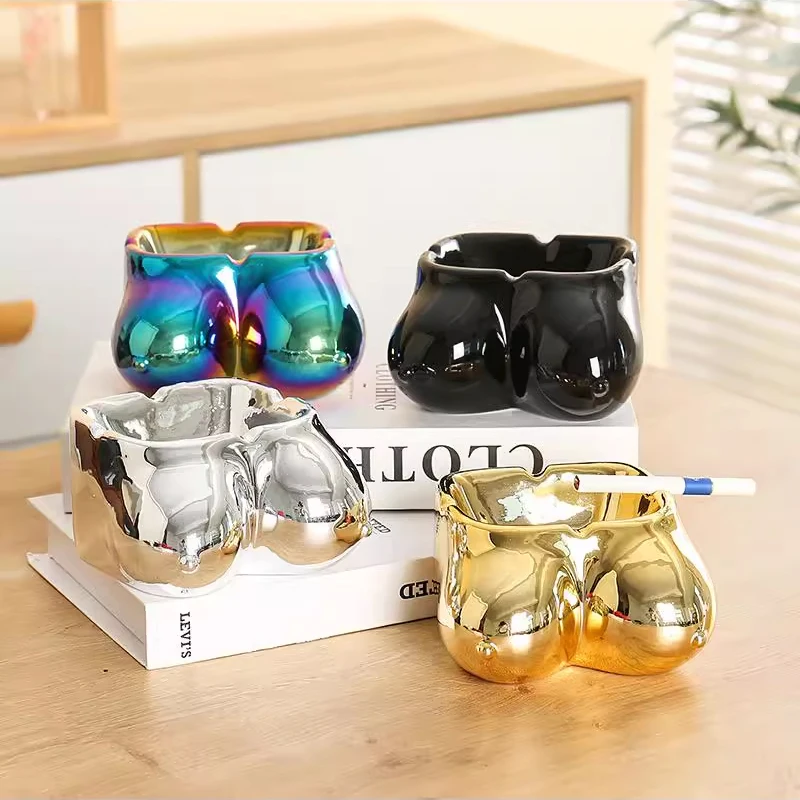 Sexy Chest Ashtray Electroplated Ceramic Ashtray Body Art Home Decoration Ornaments Cigarette Accessories Men's Gifts