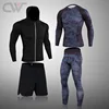 Men's Turtleneck Sports Top Running Leggings Sport Thermal Underwear Winter Workout Base Layer Jogging Wear Men Second Skin 4