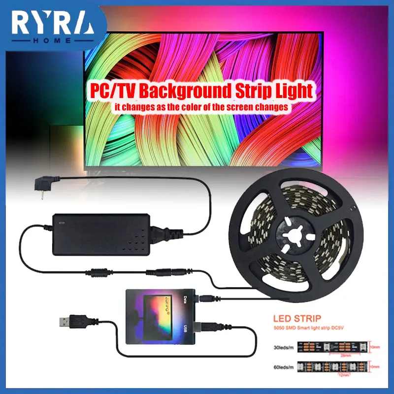 Immersive-TV-PC-Background-Light-Strip-RGBIC-LED-Strips-HDTV-Computer ...