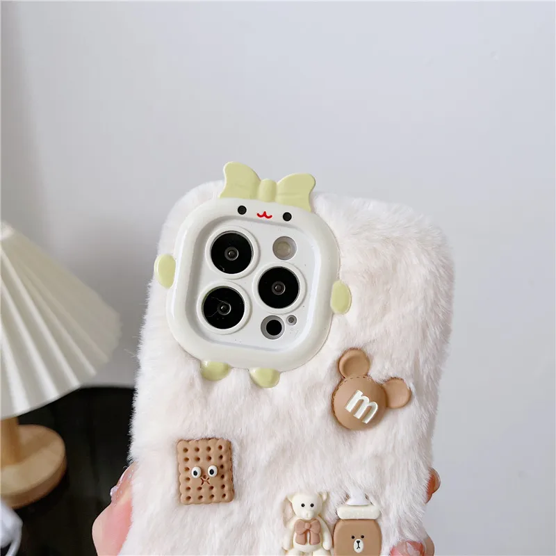 11 Pro Max Fluffy Case For Iphone 11 3D Bears Phone Case For