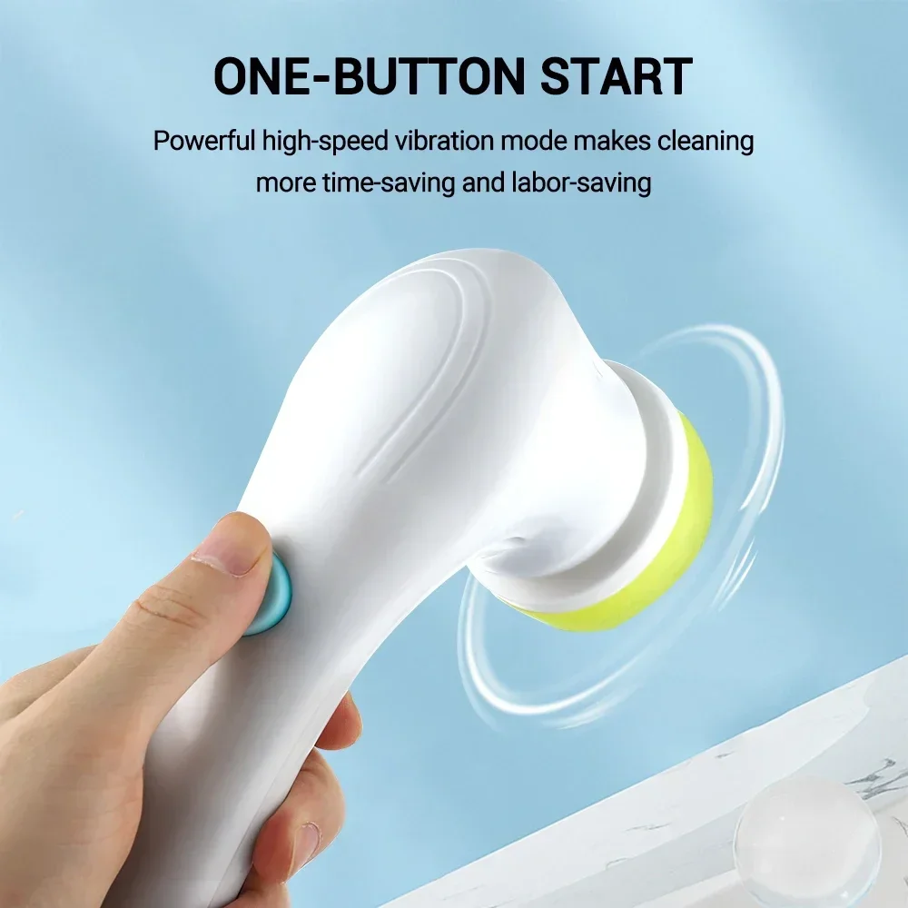Electric Cleaning Brush Wireless Household Electric Cleaning Brush 5-in-1 Multifunctional USb Charging Bathroom Kitchen Cleaning Tool Supplies Wash Brush