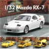 1/32 Mazda RX7 Initial D Miniature Diecast RX-7 Toy Car Model Sound & Light Doors Openable Collection Gift for Children Boy Kid 1