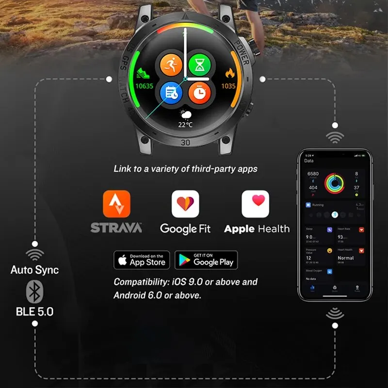 NORTH EDGE  GPS ð,  Ʈ ġ HD AMOLED ÷,  50M ATM  а ħ Ʈġ