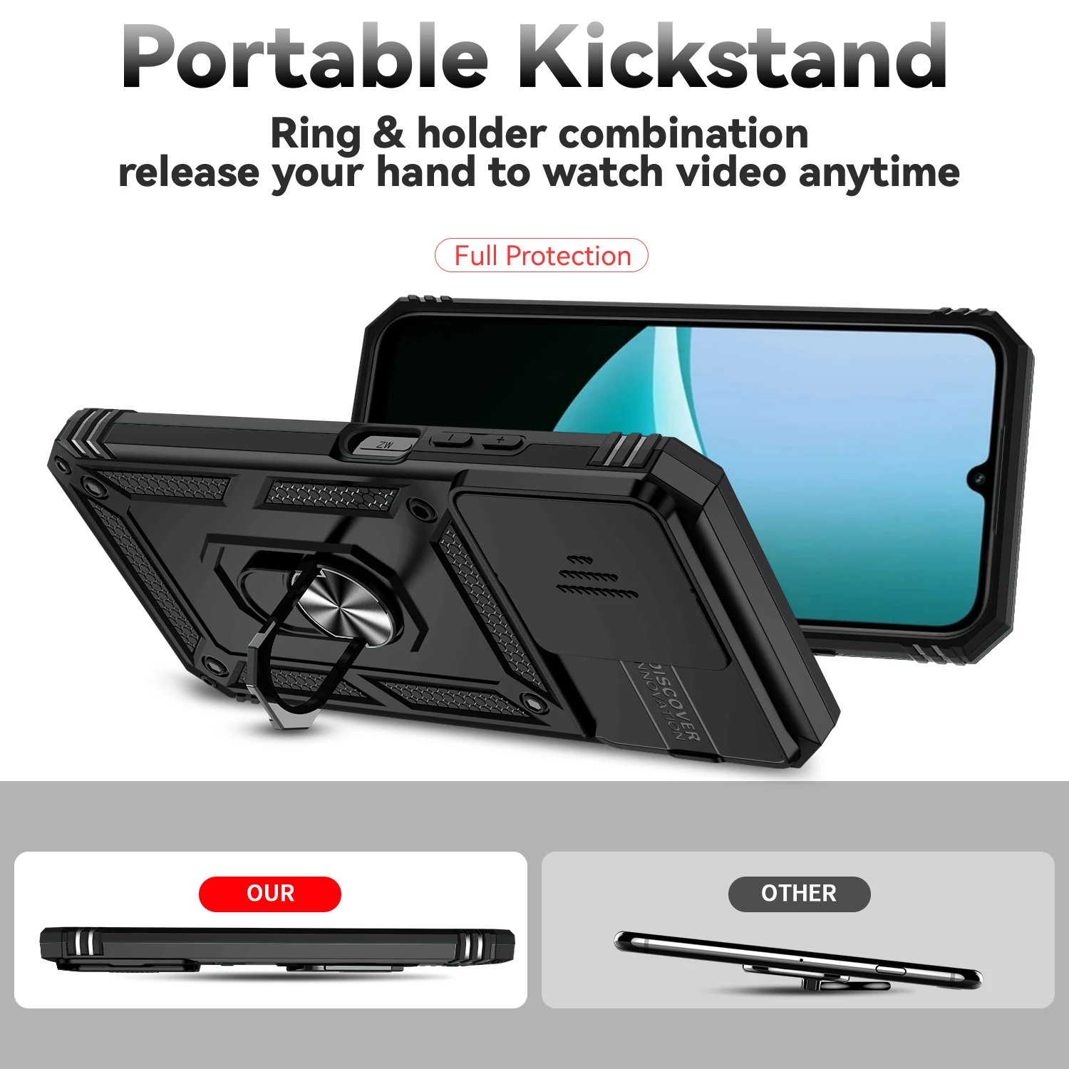 Ring Stand Sliding Cover with Camera Protection - European Edition