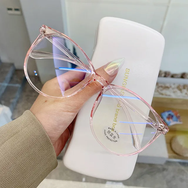 Round Eyewear Transparent Computer Glasses Frame Women Men