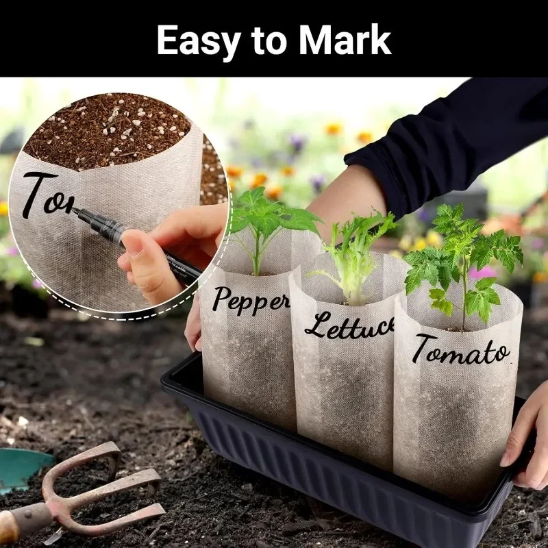 100/500PCS Biodegradable Nursery Grow Bags Non-woven Plants Seed Grow Pockets Garden Flower Vegetable Seedling Care Accessories 4
