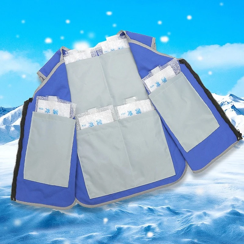 Cooling Vest w/ Ice Packs Breathable Outdoor Cool Ice Vest Heat Resistant 55KD 1