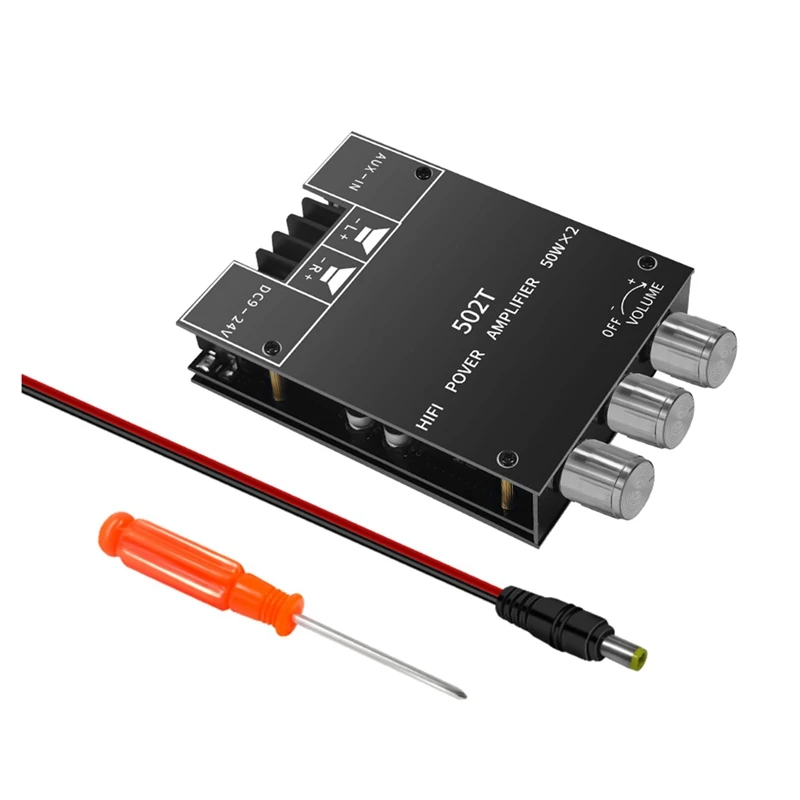 

Bluetooth 5.0 Audio Module Receiver Amplifier Board 50Wx2 Wireless Power Digital AUX Amp Module Bass&Treble