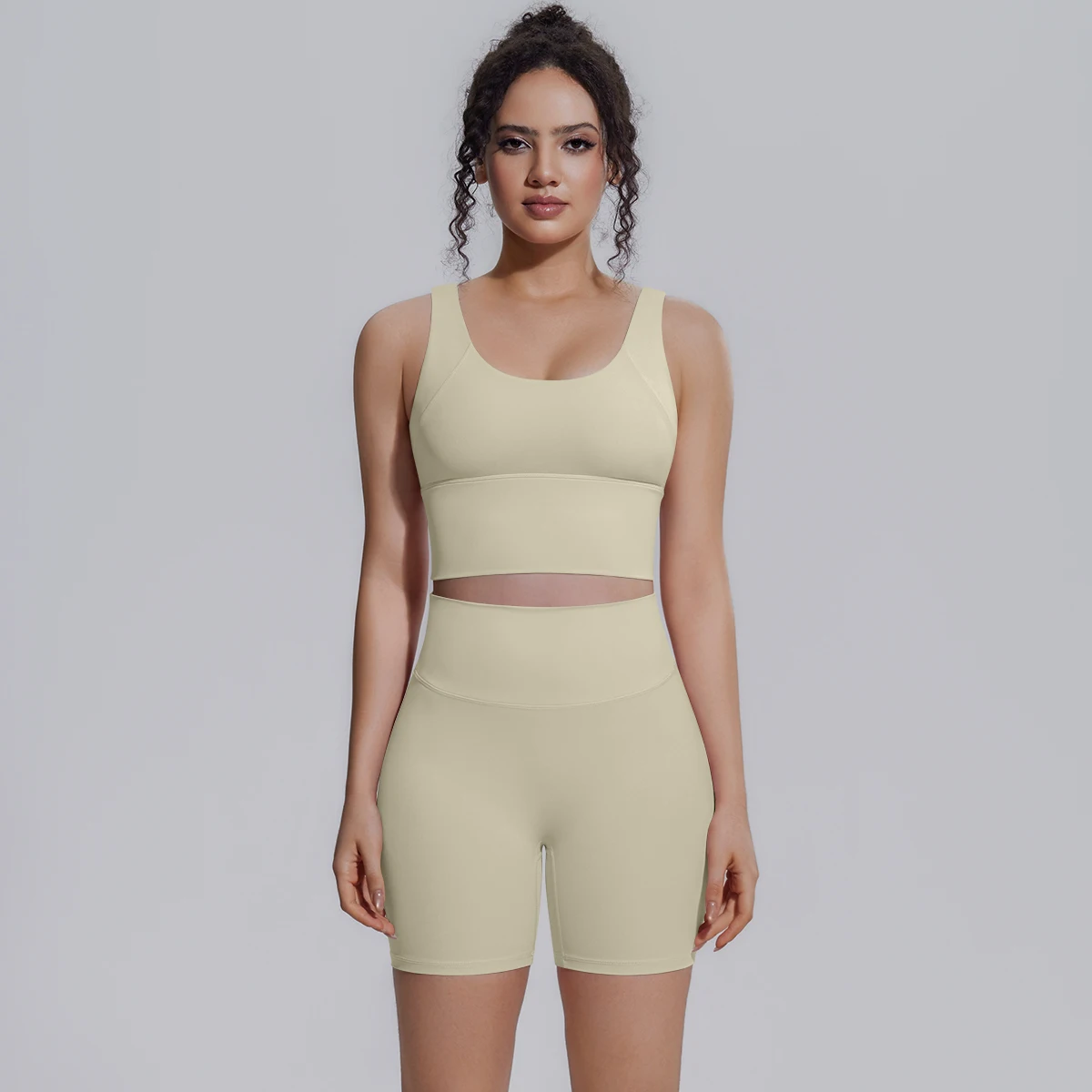 Solid Color Summer Yoga Set Woman's Sexy Backless Yoga Underwear with Chest Pad Quick-Dry Hip Push Up Fitness Shorts Sportswear