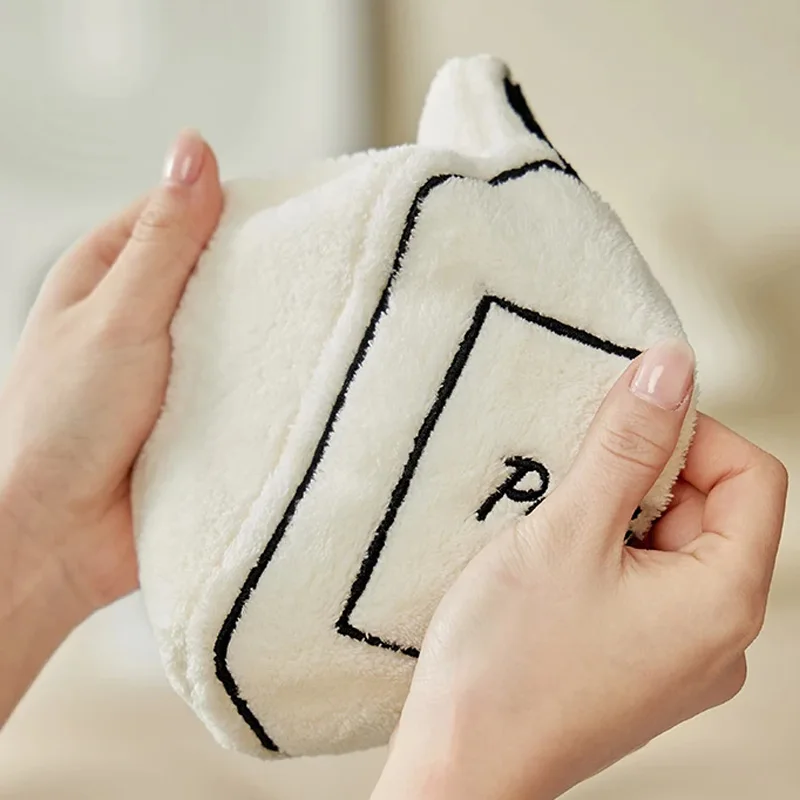 Hand Towels Hanging Small Square Double Layered Thickened Quick Drying Fine Embroidery Bathroom Household