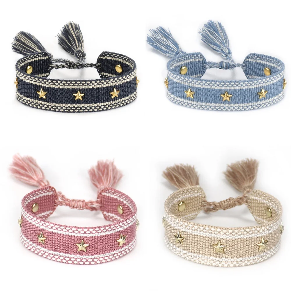 Hand Woven Bracelets Adjustable Studded Stars Bracelet Fashion Jewelry Gifts - Image 2