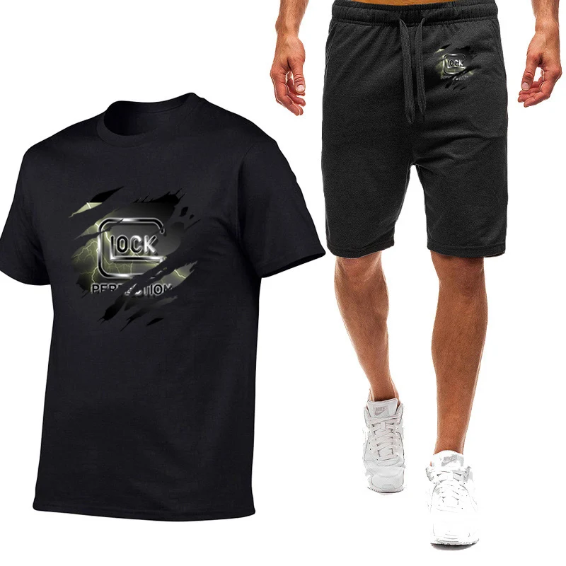 2023 Fashion Summer New Glock Perfect Shooting Printing Round Neck Short Sleeve+Casual Sweaters Nine-color suit