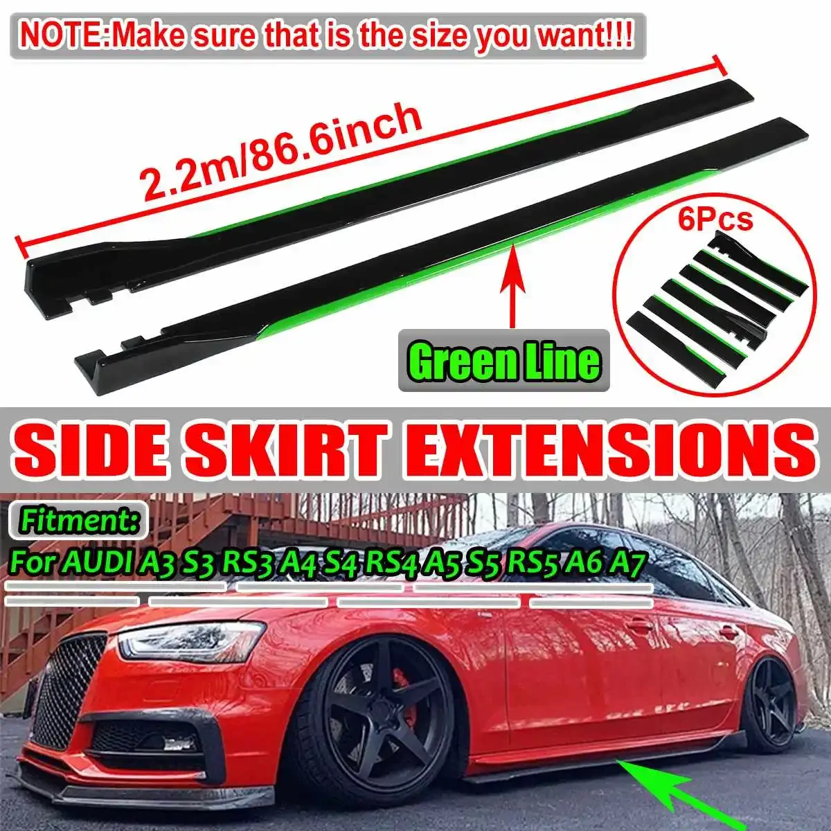 A3 2.2M Auto Gonna Laterale Spoiler Winglet Splitter Diffusore Per Audi A3 A4 A5 A6 A7 A7 A8 Q3 Q5 Q7 Rs5 Rs6 Rs7 S3 S4 Tt Body Kit