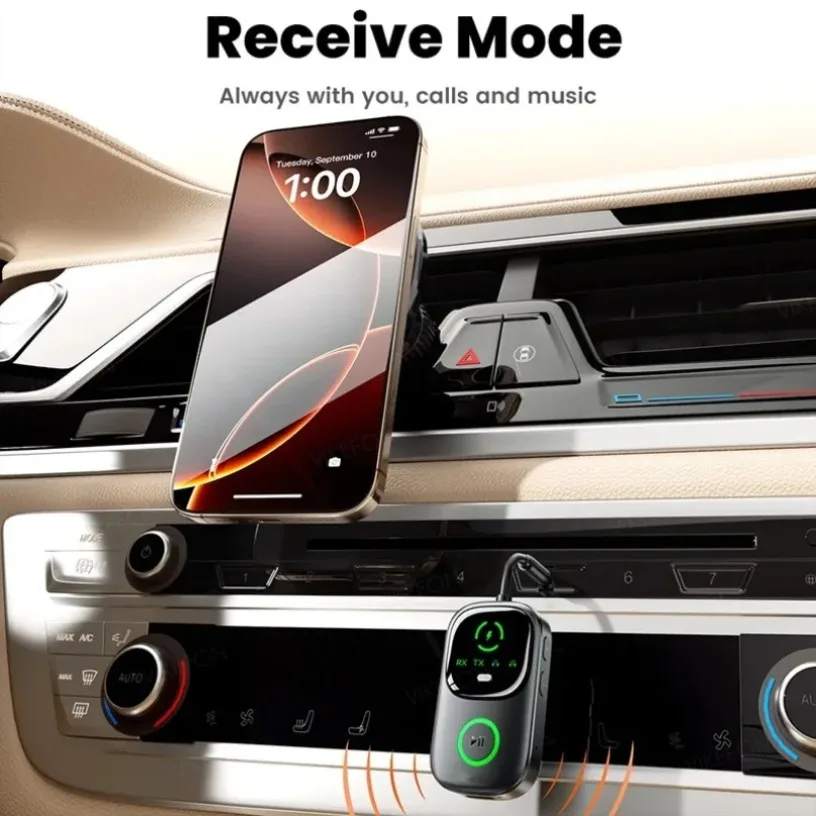 2-In-1 Bluetooth 5.4 Audio Receiver Transmitter Display 3.5mm AUX Wireless Audio Adapter For Car Airplane Speaker TV PC