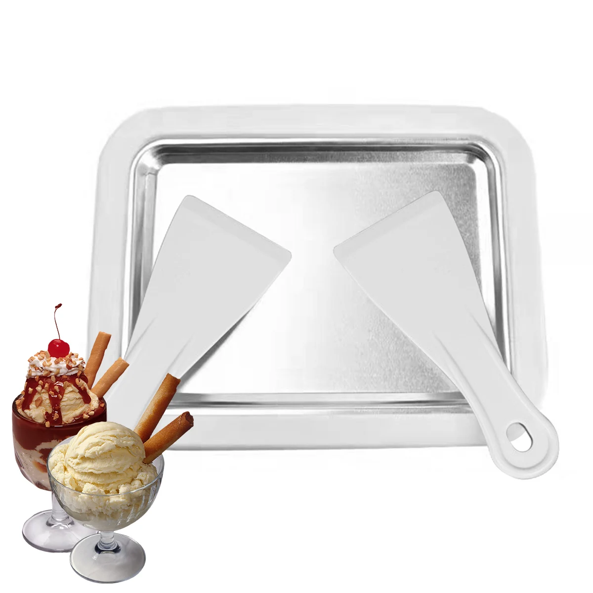 

Новая пластина для изготовления мороженого, семейная сковорода, лоток для жарки йогурта и льда из нержавеющей стали 304, мини-лоток для жарки льда