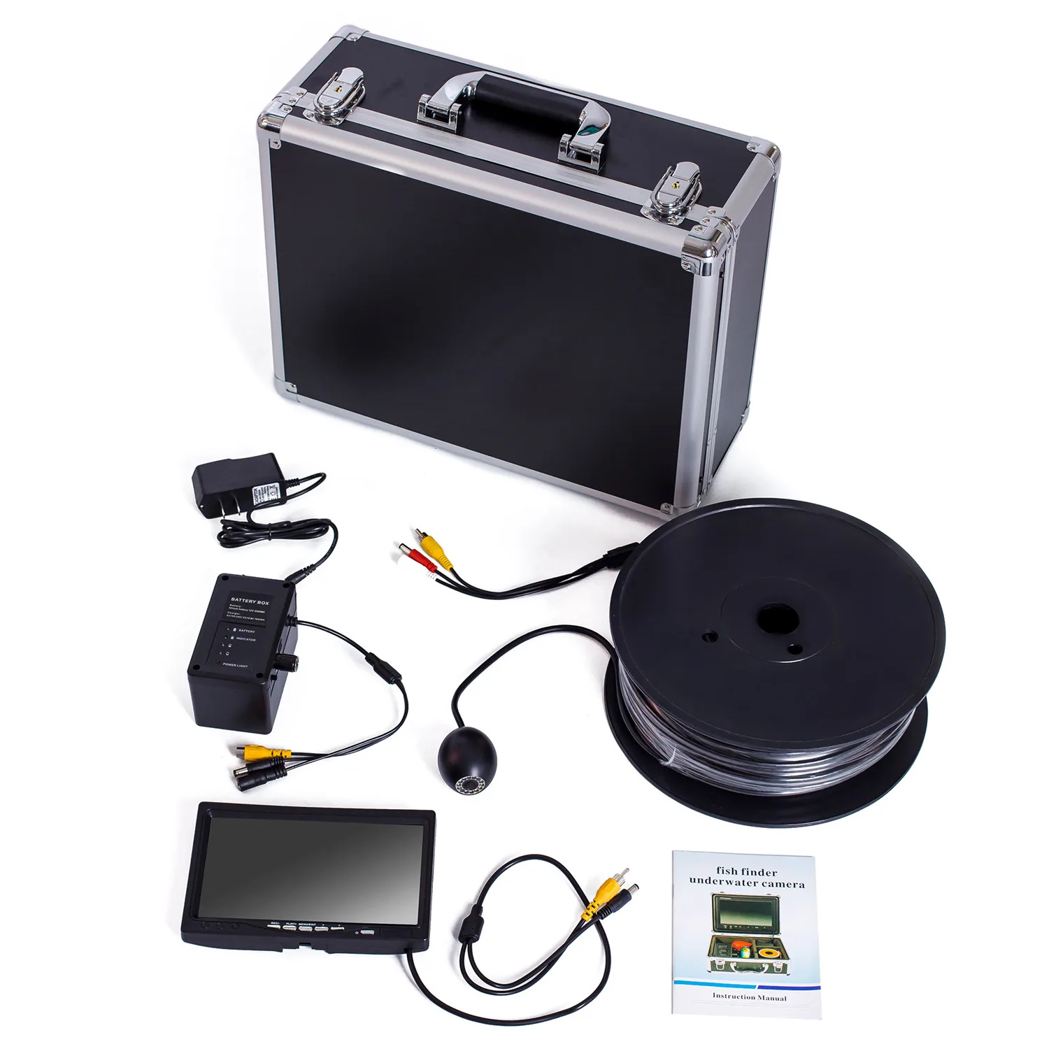 200M Cable Underwater Fish Finder Camera/monitor System IP68 Level Waterproof SY802 with 7'' Screen Display DVR Optional