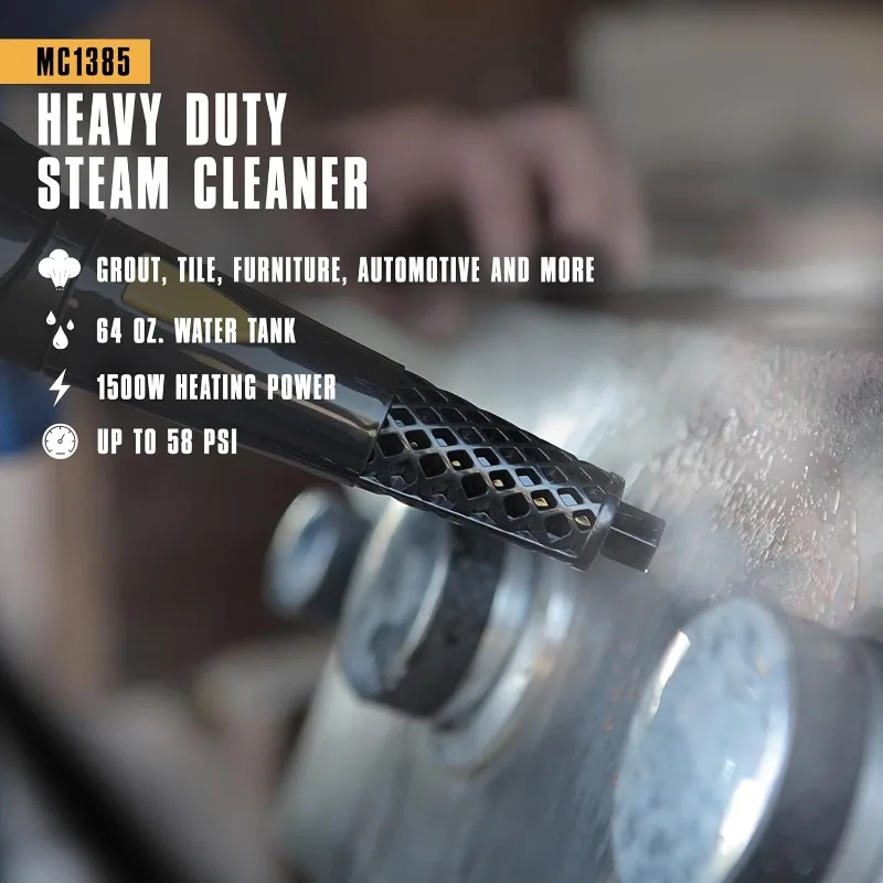 McCulloch MC1385 Deluxe Canister Steam Cleaner with 23 Accessories, Chemical-Free Pressurized Cleaning for Most Floors 2