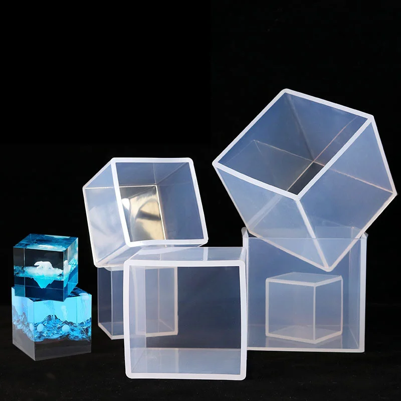 Clear Silicone Cube Molds Large Deep Square Epoxy Resin Mold Transparent Cube  Silicone Molds for Resin