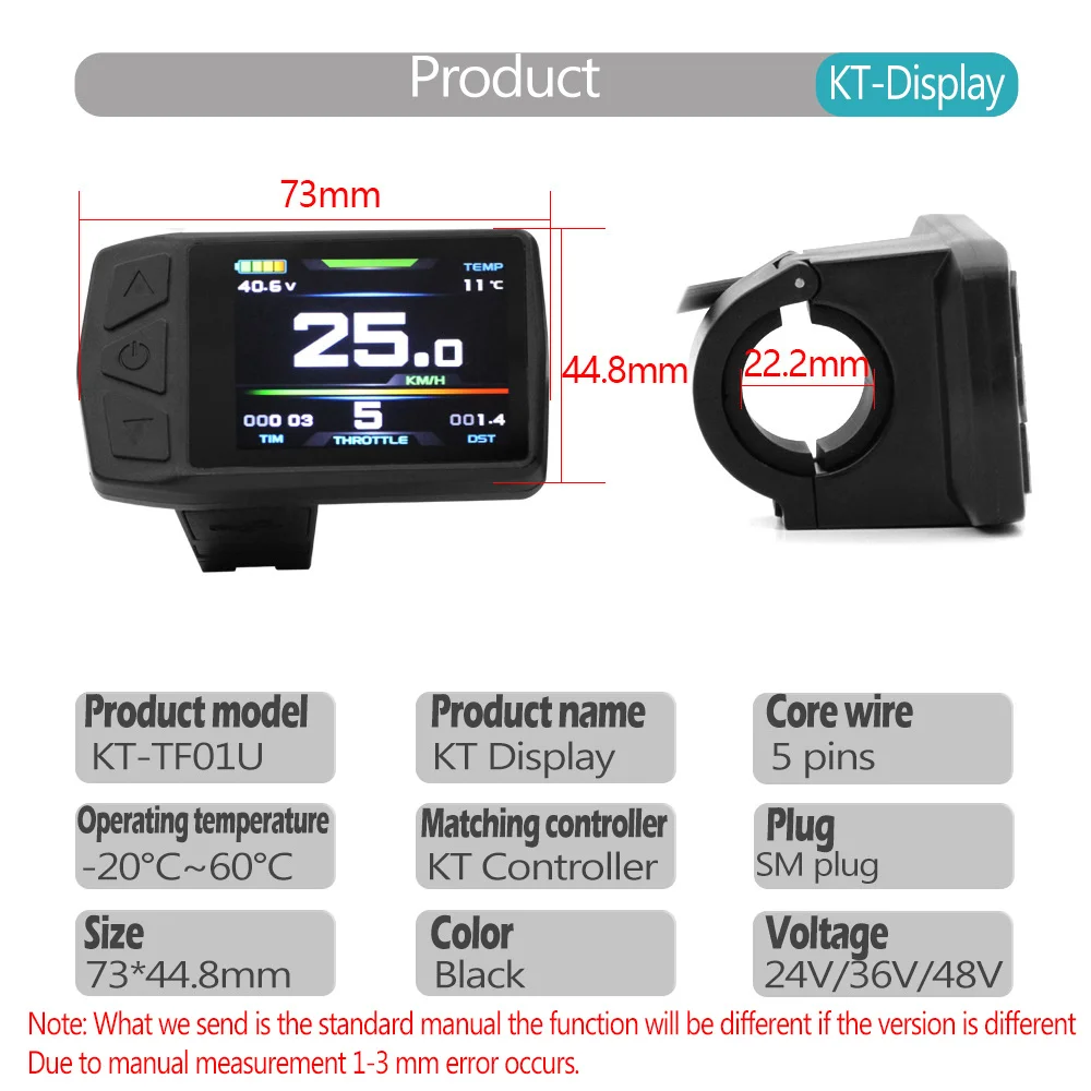 KT-TF01U LCD Meter with USB Plug, Electric Bike Connection, SM Plug Ebike, Intelligent Display, LCD8SU Screen, 24V, 36V, 48V