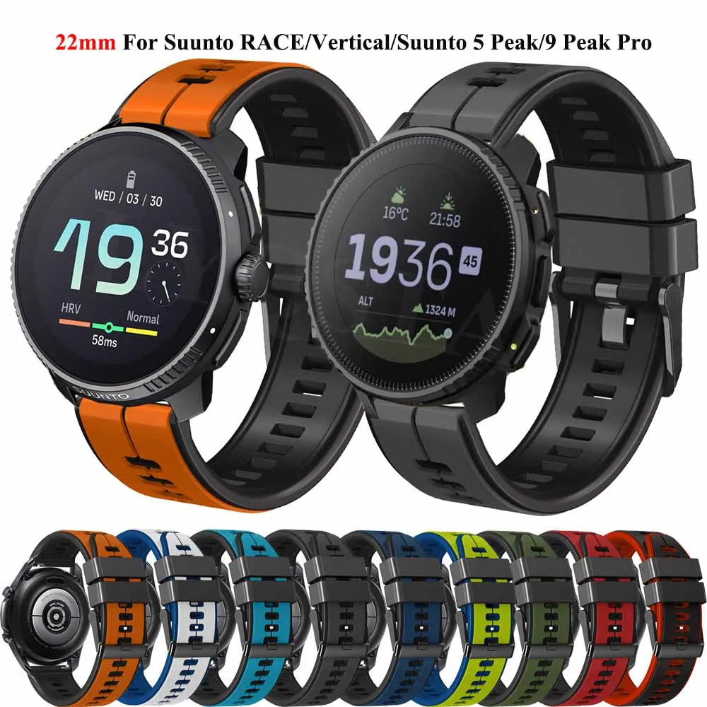 

22mm Silicone Watchband For Suunto RACE 5 PEAK/9 PEAK Pro Strap For Suunto Vertical/Oneplus Watch Wristband Replacement Bracelet