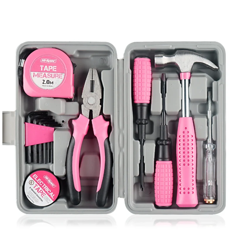 مجموعة أدوات مكونة من 13 قطعة مجموعة أدوات يدوية للمنزل العام مع حقيبة تخزين صندوق أدوات بلاستيكية تستخدم لإصلاح السيارات وإصلاح المنزل