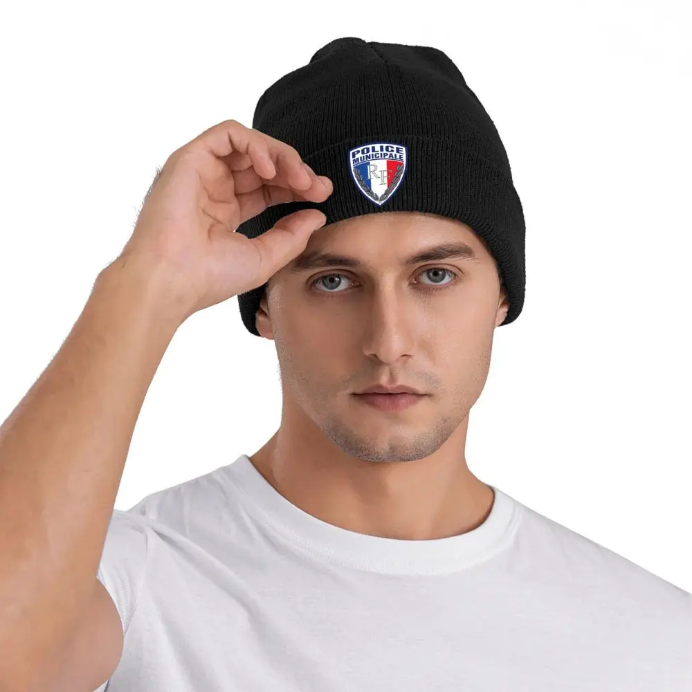 Französische kommunale Polizei-Insignien, warme Strickmütze, modische Mütze, Herbst-Winter, Outdoor-Mützen, Hüte für Männer, Frauen, Erwachsene – Detail 4