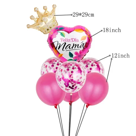 

8pcs/Set Spanish Mothers Day Decoration Mini Crown Te Amo Mama Foil Balloon Sequin Latex Air Globos Anniversary Party Home Decor