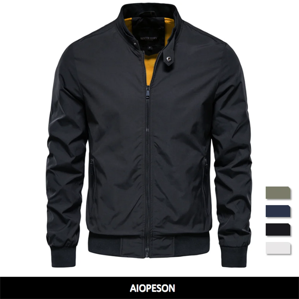 

AIOPESON Solid Color Baseball Jacket Men Casual Stand Collar Bomber Mens Jackets Autumn High Quality Slim Fit Jackets for Men