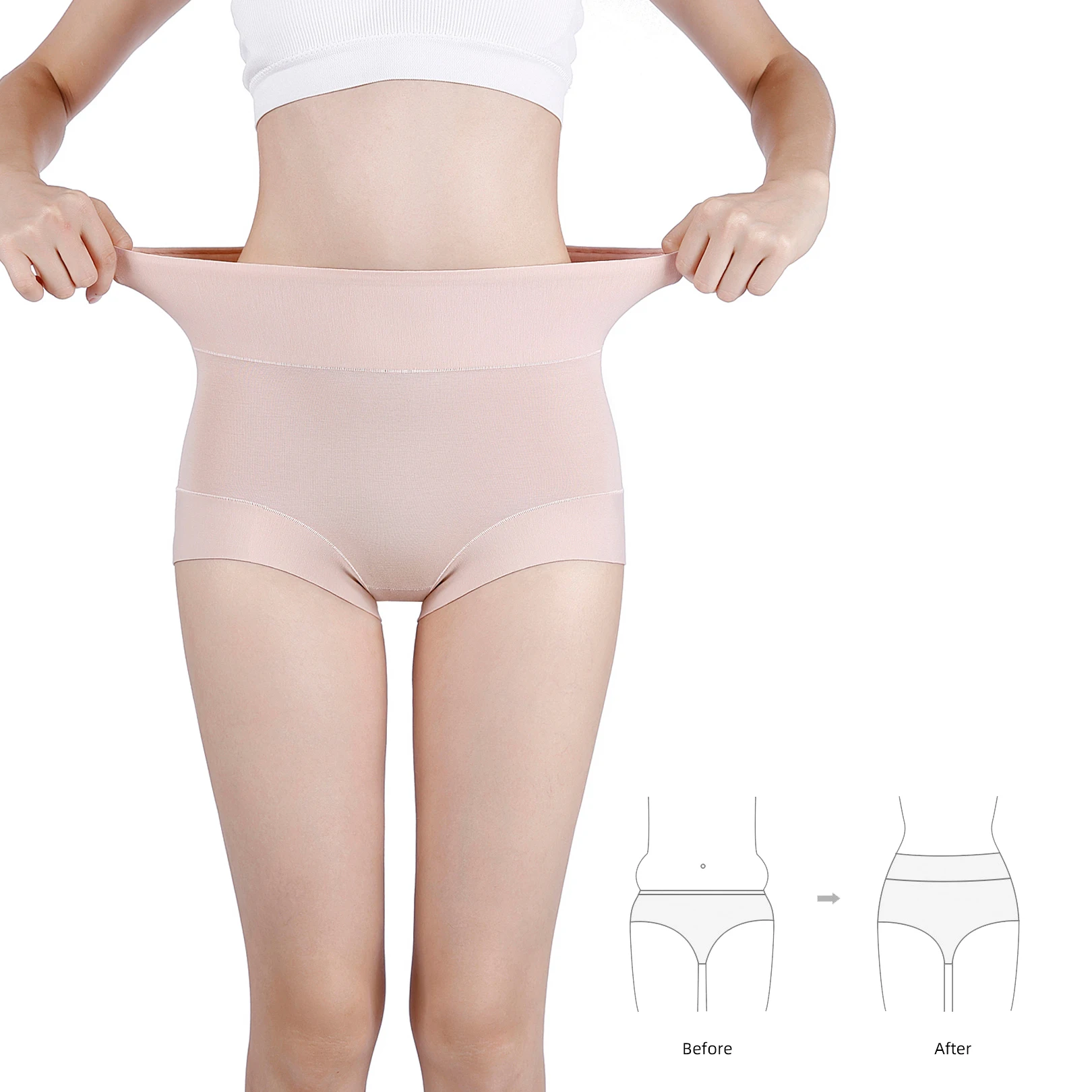 Women's Highwaist Panties Birefs Tummy Control Underwear Combined Cotton  Female Fitness Flatten Belly Underpanties Bodyshaper