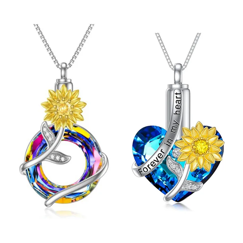Cremation Jewelry Necklaces Ashes Sunflower Cremation Jewelry