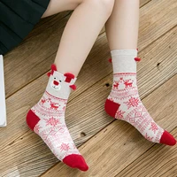 3 Pairs/Set Women Christmas Socks Cute Santa Claus Autumn Winter Elk Female Mid-Calf Socks Festival Kawaii Merry Christmas Sock 6
