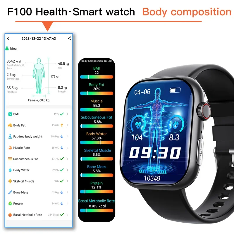 F100 Ʈ ġ  ȭ, 2.1 ġ  ũ, ECG HRV 24 ð ɹڼ ǰ  SOS,  Ʈġ