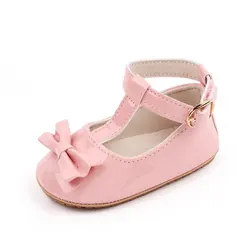 Meckior Baby Girls Princess Bow Soft Sole Shoes - 6-12 months (Pink)
