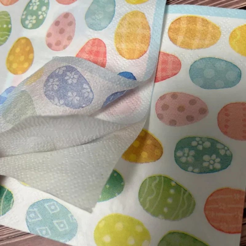 3-Ply Easter Party Colorful Egg Cartoon Printing Square Napkin 33*33cm 20pcs