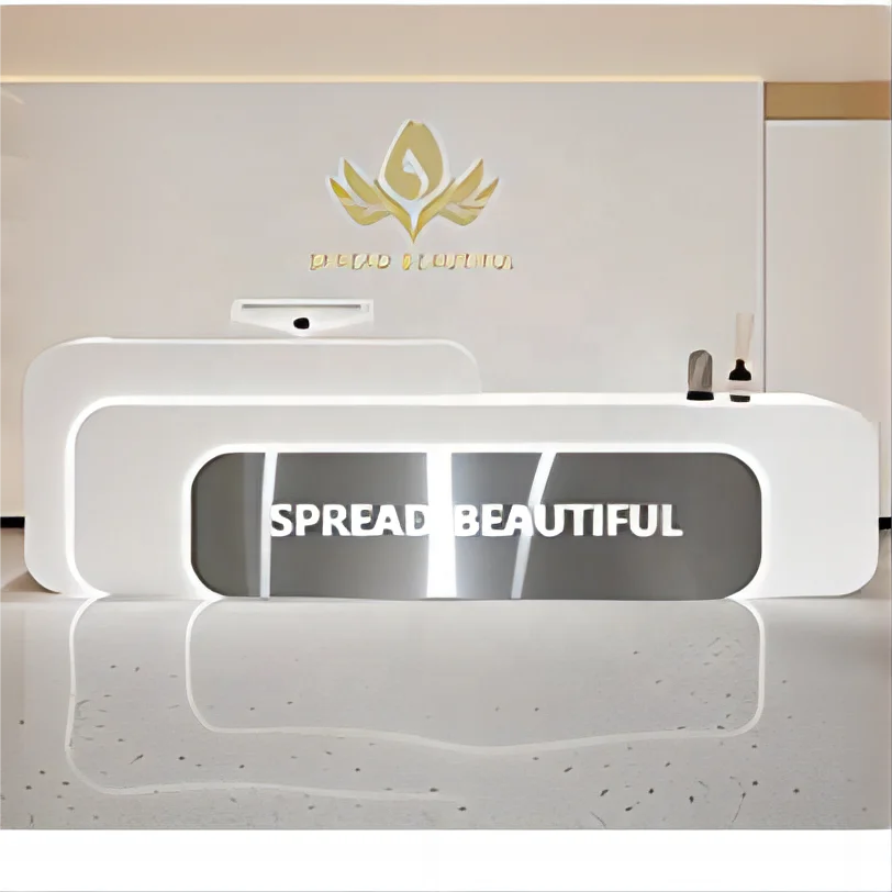 Modern Simple Company Reception Desk for Office Building Hotel Beauty Salon Milk Tea Shop Barber Shop Cashier Counter Made Wood