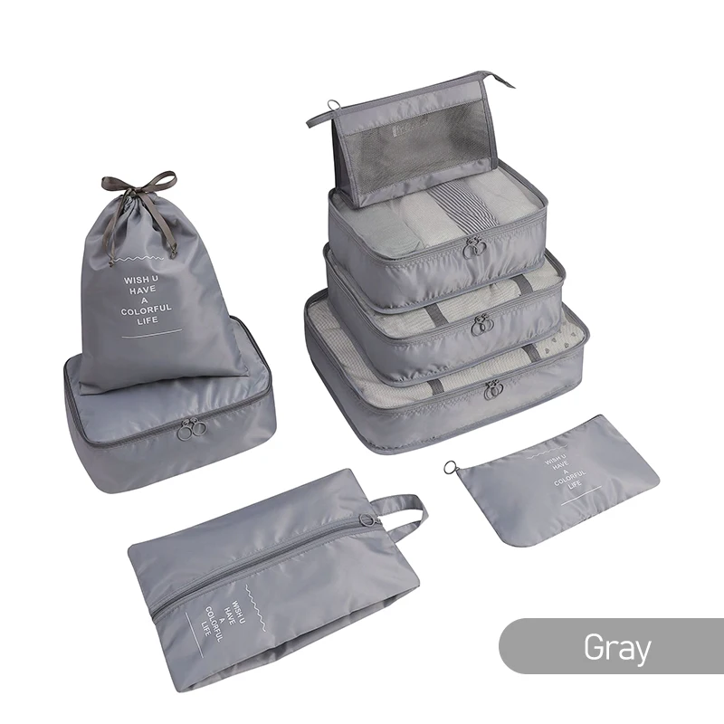 New 8Pcs Set Travel Storage Pouch Portable Clothing Suitcase Bag Tidy Organizer Items Unisex Multifunction Home Essential