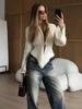 Nibber Autumn New Style Elegant Single Button Cardigan Sweater Coats Woman Crochet Deep V-Neck Full Sleeve Office Style Jackets