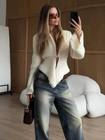 Nibber Autumn New Style Elegant Single Button Cardigan Sweater Coats Woman  Crochet Deep V-Neck Full Sleeve Office Style Jackets