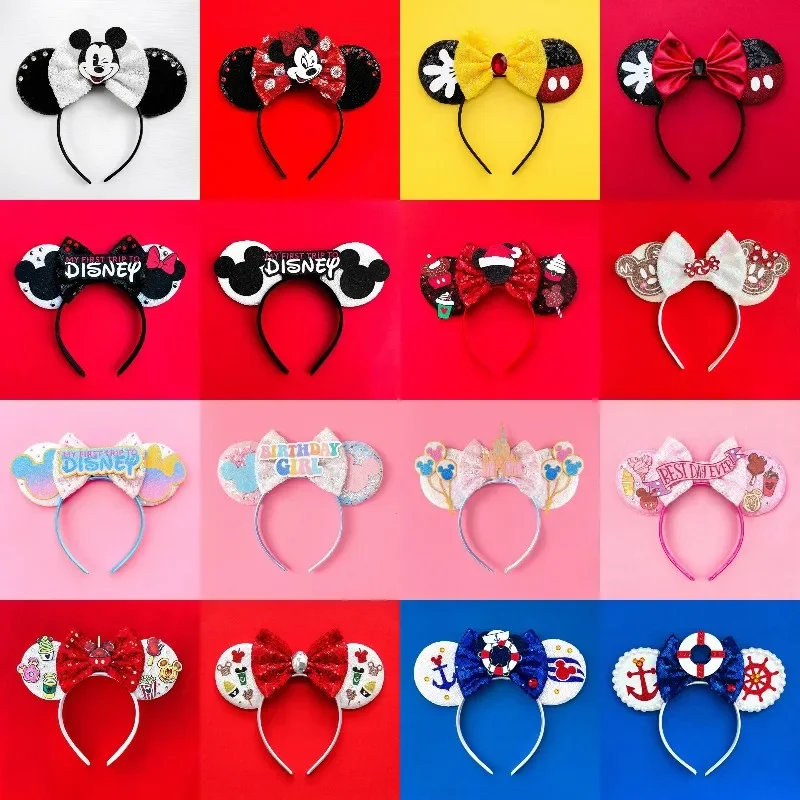 The Lion King Ears Headbands Girls Cartoon Mufasa Simba Hairbands Kids Disney Pumbaa Hair Accessories Women Sequins Bow Headwear
