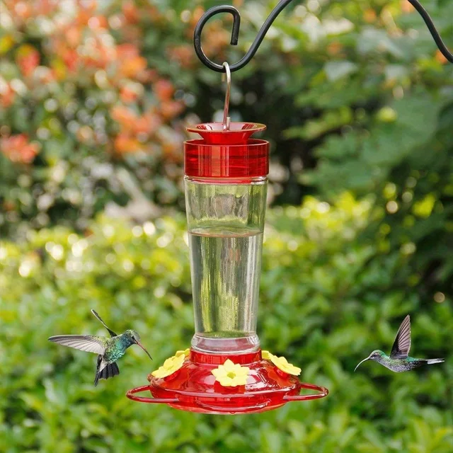 1pc suspended hummingbird feeder, bird with hook feeder, 5 nectar feeding ports (13.5oz) 1