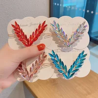 Luxury Shining Crystal Hair Clip For Women Korean V Shape Buckle Hairpins Girls Hair Accessories Headwear Fashion Ornaments Gift 2