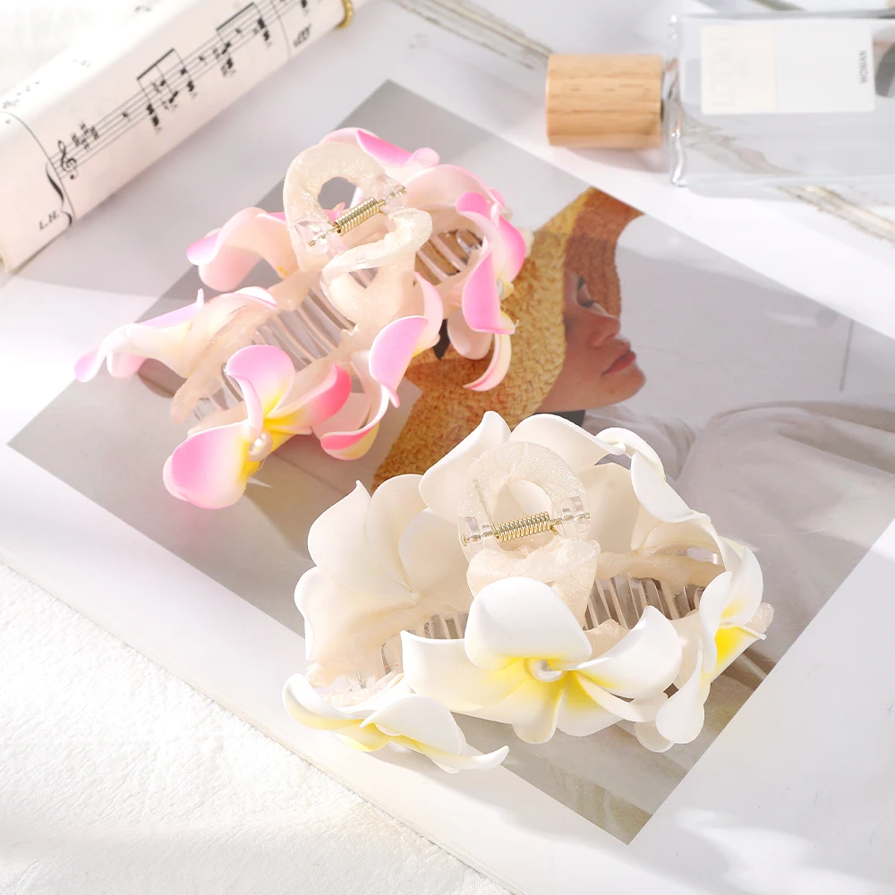 Large Size Flower Hair Claw Women Korean Ponytail Hairpin Hair Crab Hair Clips For Girls Summer Sweet Hair Accessories Headwear
