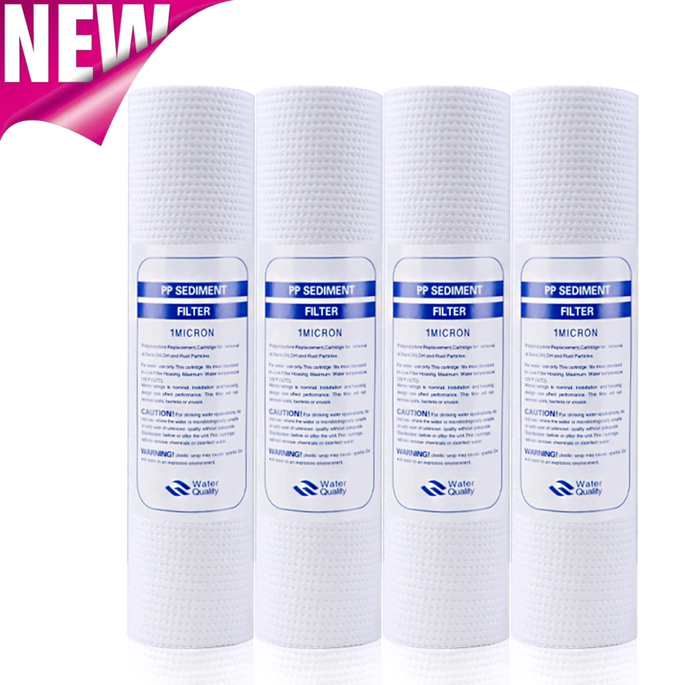 New 10 Inch 1 Micron PP Cotton Filter Water Filter Water Purifier Sediment Cartridge System Reverse Osmosis 4pcs