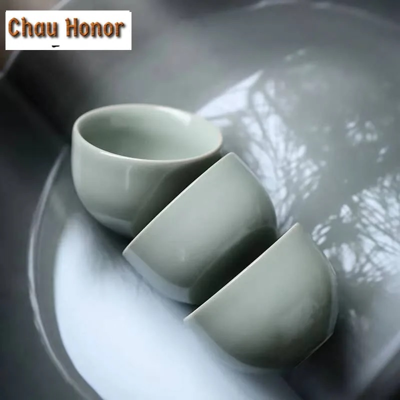 2pcs 35ml Japanese Style Kiln Change Pine Celadon Ceramic Tea Cup Kung Fu Tea Set Small Tea Cup Personal Cup Manual Single Cup