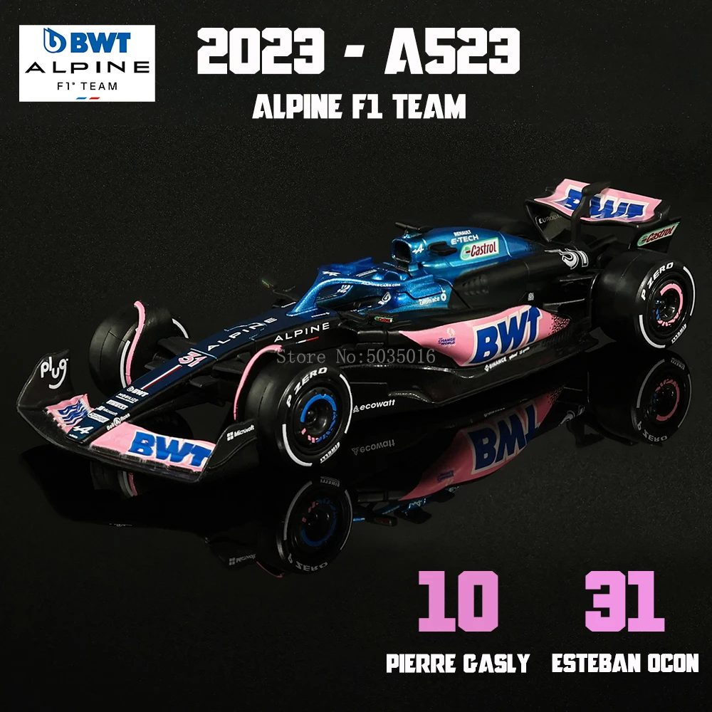 JODIYAAH Bburago 1/43 F1 2023 Alpine F1 Team A523 10# Pierre Gasly Alloy  Car Die Cast Car Model Collection Gift (Alpine A523 10#)