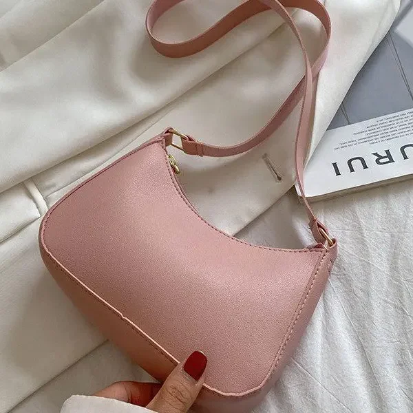 Fashion Handbag New Retro Solid Color PU Leather Shoulder Underarm Bag Women's Casual Hobos Purses and Handbags Ladies Hand Bags 10
