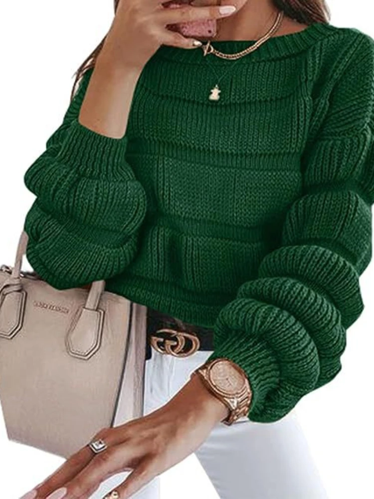 

Women Solid Loose Casual Pullovers Sweater Elegant Fashion Street Wear Pocket Round Neck Long Sleeves Loose Jumpers Top New 2023